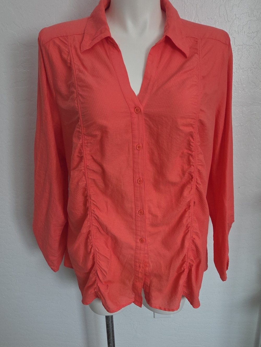 Lane Bryant Coral Button-Front Tunic Blouse